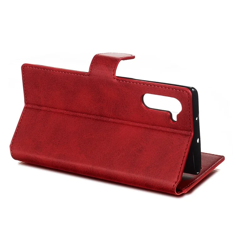 Caixa de Telefone de Couro de Carteira Clássica Para Samsung Galaxy Note 10/nota 10 5g - Vermelho