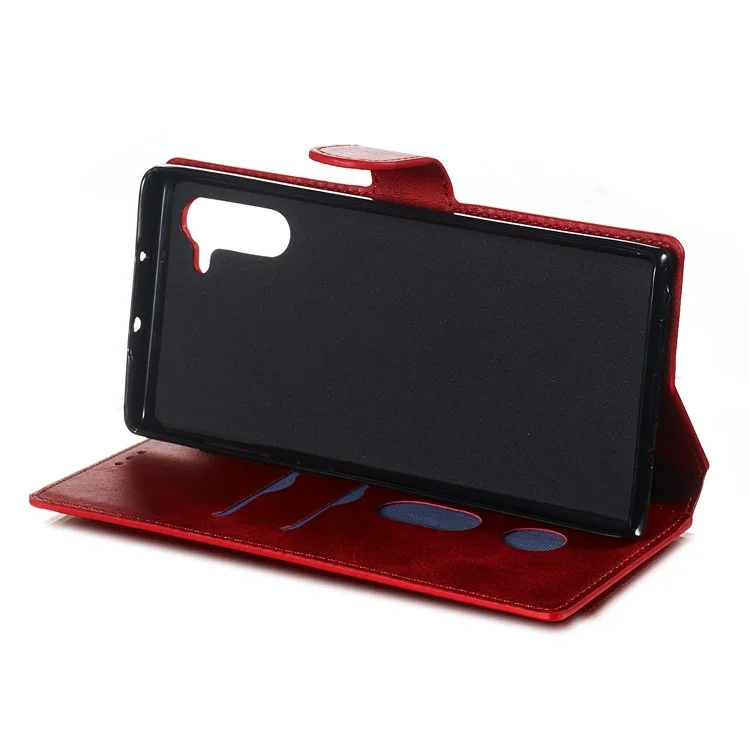 Classic Wallet Leather Stand Téléphone Pour Samsung Galaxy Note 10 / Note 10 5G - Rouge