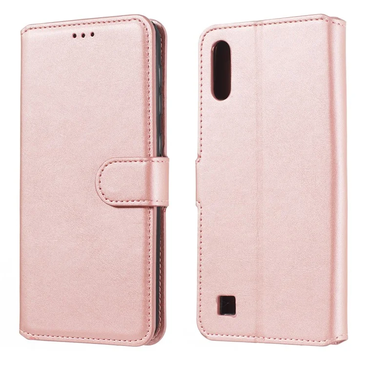 Case de Billetera de Cuero de Teléfono Celular Para Samsung Galaxy A10/M10 - Oro Rosa