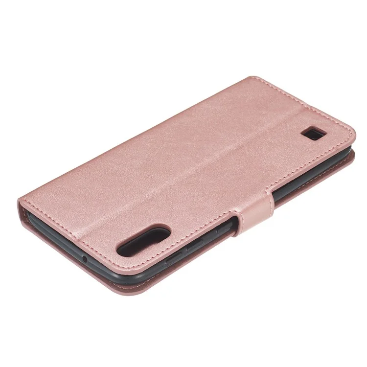 Caixa de Carteira de Couro Para Celular Para Samsung Galaxy A10/M10 - Rosa Ouro