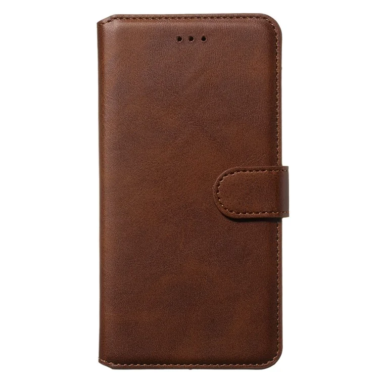 Classic Wallet Leather Stand Phone Cover Casing for Samsung Galaxy A80/A90 - Brown