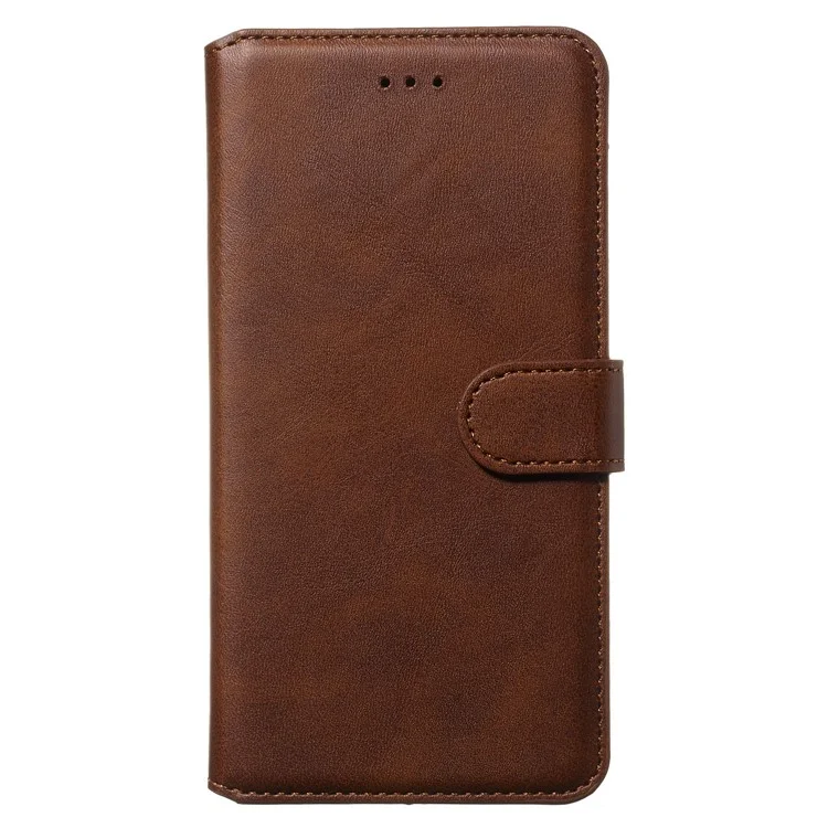 For Samsung Galaxy A20s Solid Color Protective Leather Wallet Cover Shell - Brown