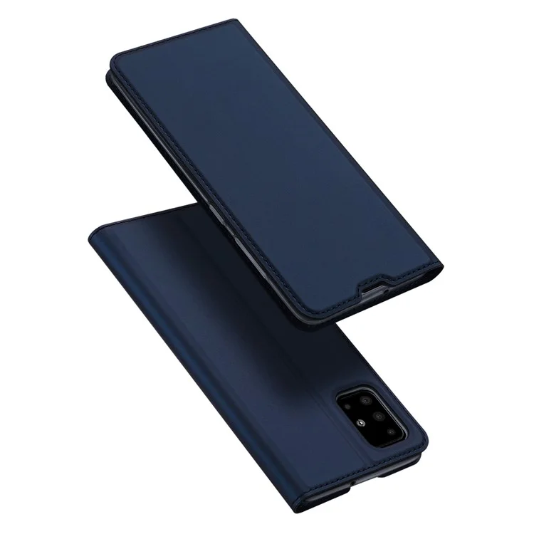 DUX DUCIS Skin Pro Series Skin-Like Texture Leather Case with Card Slot and Stand for Samsung Galaxy A71 - Blue