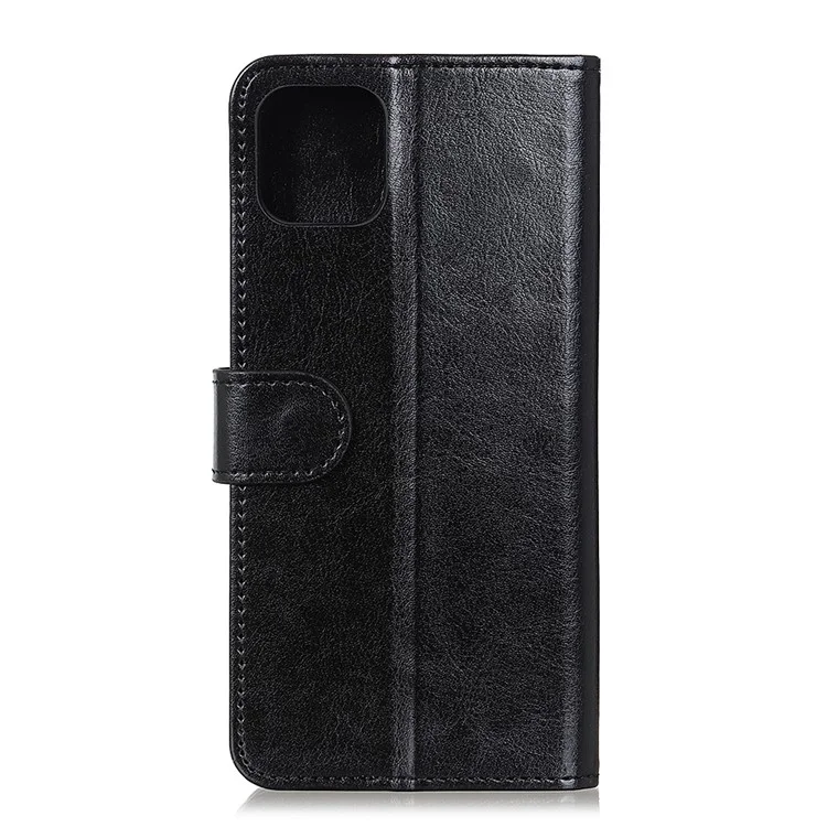 Coque de Portefeuille en Cuir de Cheval Fou Pour Samsung Galaxy A71 - le Noir