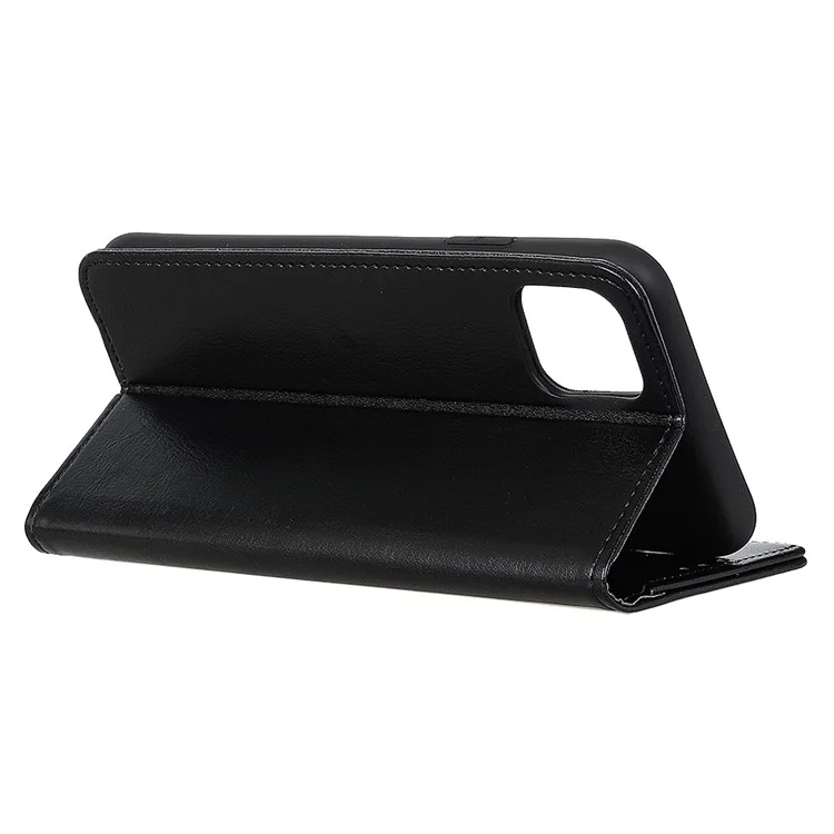 Guscio di Portafoglio in Pelle di Cavallo Pazzo Per Samsung Galaxy A71 - Nero