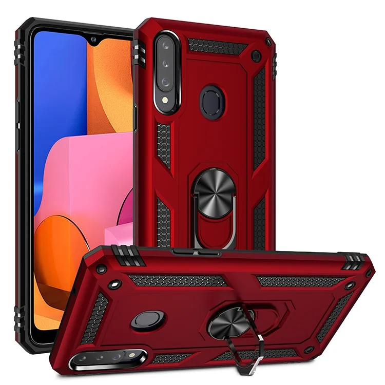 PC+TPU Kickstand Design Cover de Teléfonos Móviles Para Samsung Galaxy A20s - Rojo