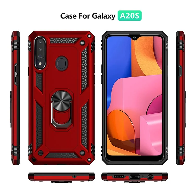 PC+TPU Kickstand Design Mobile Phone Cover for Samsung Galaxy A20s - Red