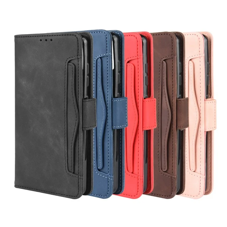 Funda Cartera de Piel para Samsung Galaxy A51 con Múltiples Ranuras para Tarjetas Diseño de Accesorio de Teléfono Celular - Negro