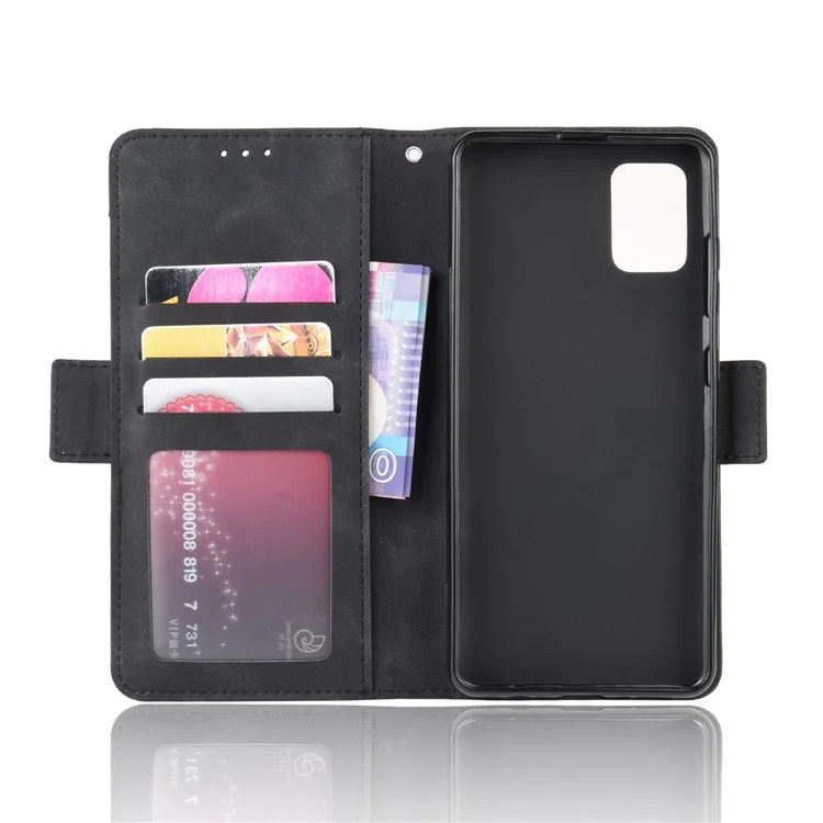 Grupo de Billetera de Cuero Para Samsung Galaxy A51 Con Múltiples Ranuras de Tarjetas Diseño de Accesorio de Teléfonos Celulares - Negro