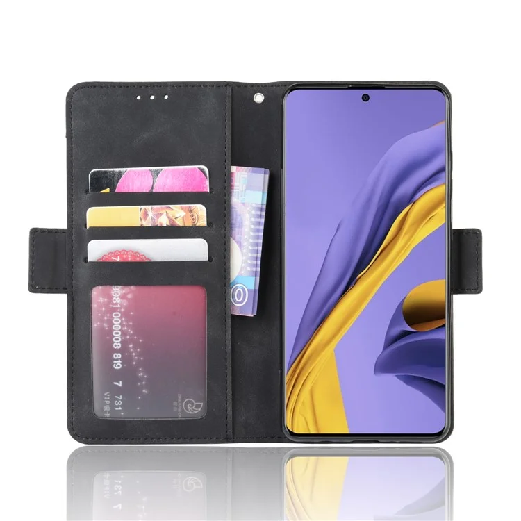 Leather Wallet Stand Case for Samsung Galaxy A51 with Multiple Card Slots Design Cell Phone Accessory - Black