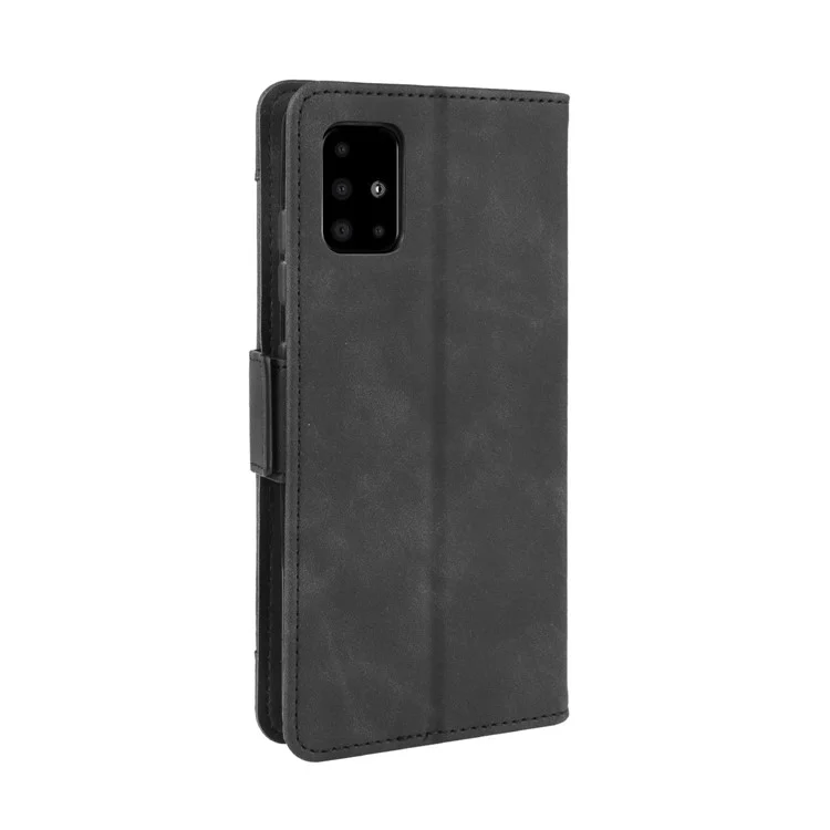 Funda Cartera de Piel para Samsung Galaxy A51 con Múltiples Ranuras para Tarjetas Diseño de Accesorio de Teléfono Celular - Negro