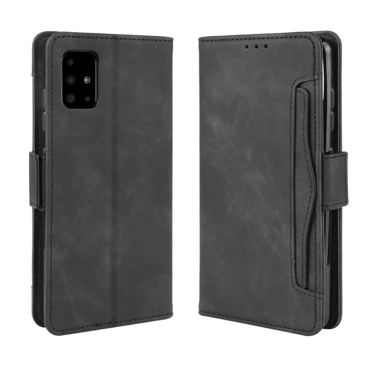 Leather Wallet Stand Case for Samsung Galaxy A51 with Multiple Card Slots Design Cell Phone Accessory - Black