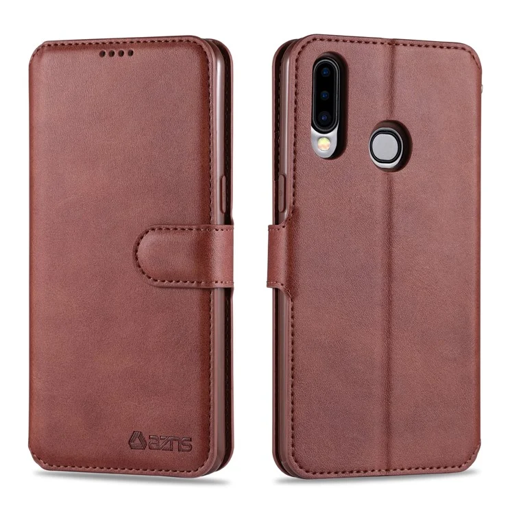 Funda de cuero con soporte para billetera AZNS para Samsung Galaxy A20s - Marrón