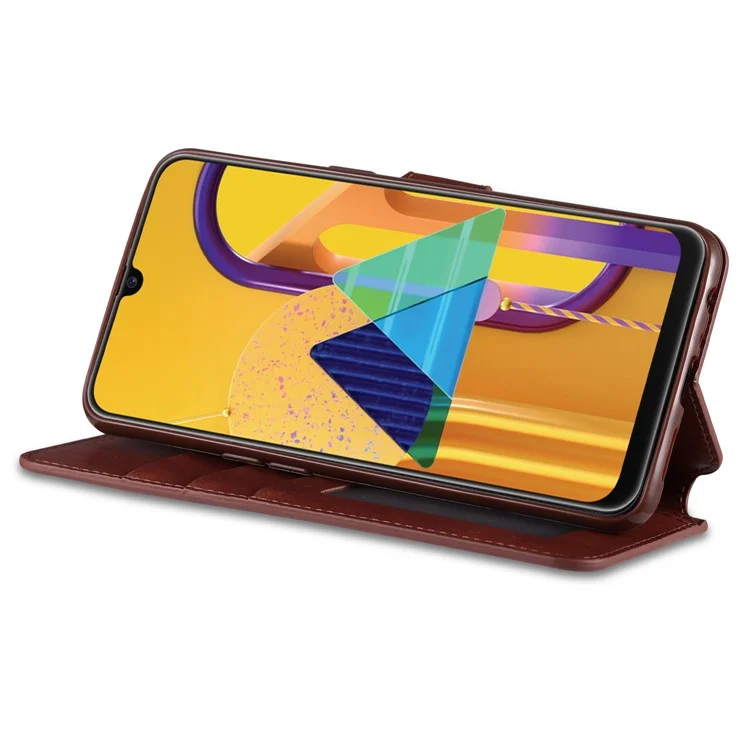 Funda de cuero con soporte para billetera AZNS para Samsung Galaxy A20s - Marrón