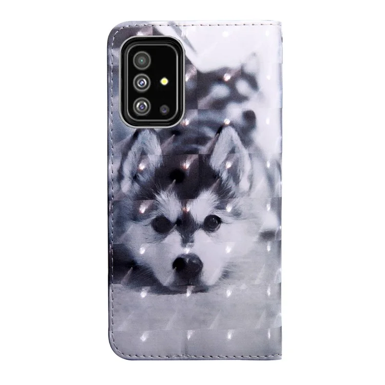 Light Spot Decor Estuche de Cuero Estampado Para Samsung Galaxy A51 - Lobo Blanco y Negro