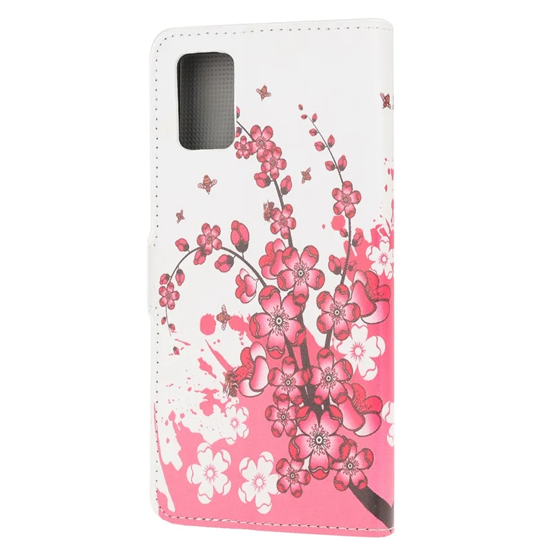 For Samsung Galaxy A51 Pattern Printing Wallet Leather Cover with Adjustable Stand - Plum Blossom