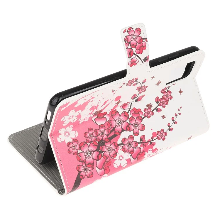 Pattern Printing Wallet Stand Leather Case for Samsung Galaxy A71 - Plum Blossom