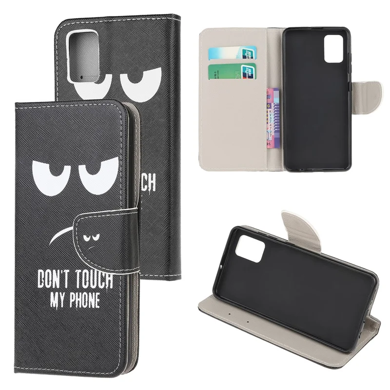 For Samsung Galaxy A71 Pattern Printing Wallet Stand Leather Mobile Shell Cover - Don't Touch My Phone
