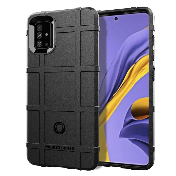 Rugged Shield Square Grid Textur TPU -telefonhülle Für Samsung Galaxy A51 - Schwarz