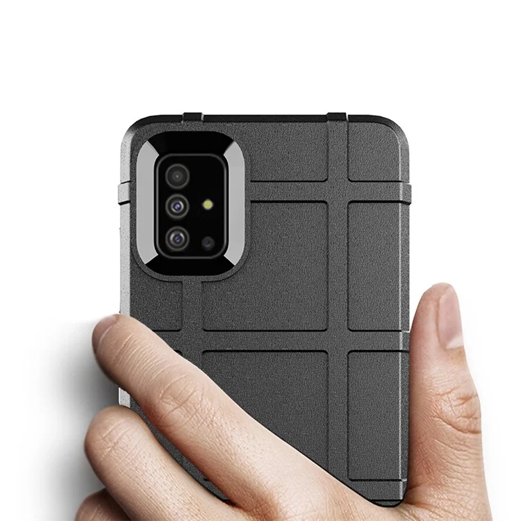 Rugged Shield Square Grid Textur TPU -telefonhülle Für Samsung Galaxy A51 - Schwarz