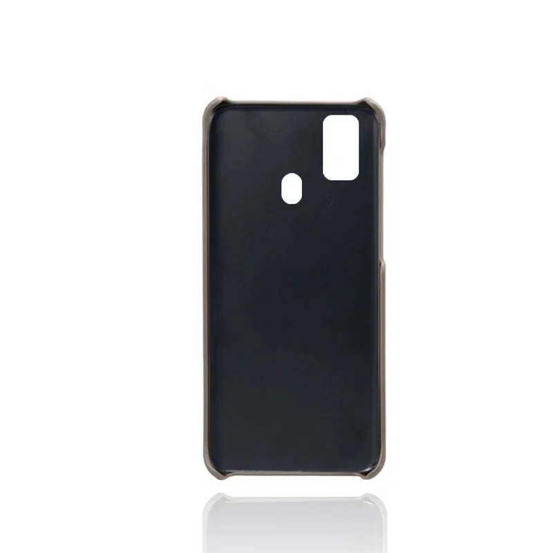 Étui en Plastique Enduit en Cuir PU KSQ PU Avec Des Emplacements à Double Carte Pour Samsung Galaxy M30s / M21 - Gris