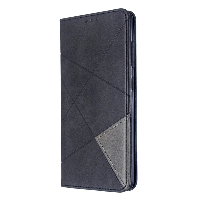 Geometric Pattern Leather Stand Case with Card Slots for Samsung Galaxy A51 - Black