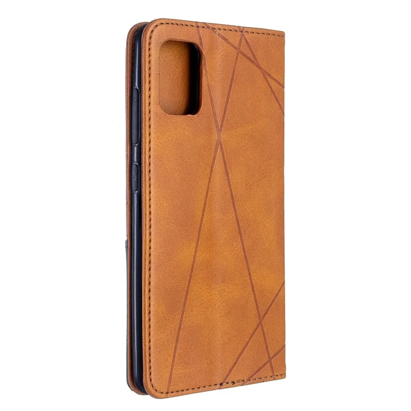 Geometric Pattern Leather Stand Case with Card Slots for Samsung Galaxy A51 - Yellow