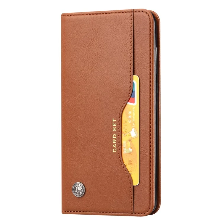 Auto-absorbed with Wallet Leather Cover for Samsung Galaxy A71 - Brown