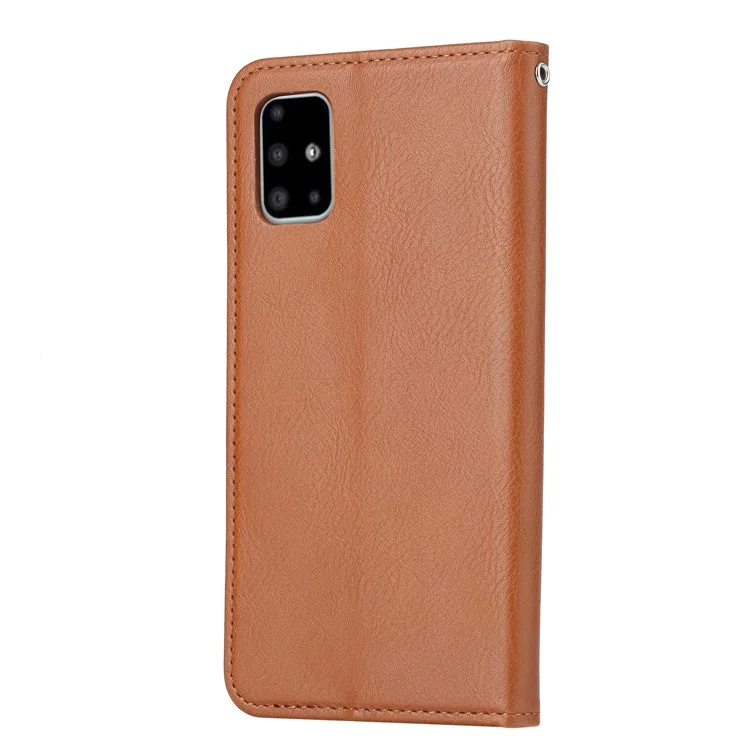 Auto-assorbito Con Copertura In Pelle Portafoglio Per Samsung Galaxy A71 - Marrone