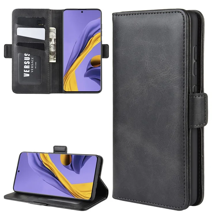 Magnet Adsorption Leder Brieftasche Stand Telefonschale Abdeckung Für Samsung Galaxy A51 - Schwarz