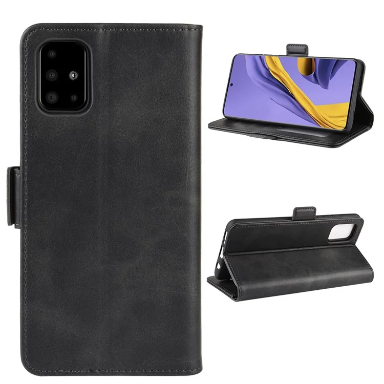 Magnet Adsortion Leather Wallet Stand Phone Shell Covering Para Samsung Galaxy A51 - Negro