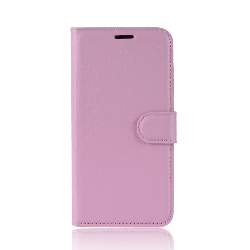 Litchi Skin PU Leather Wallet Phone Case Magnetic Closure Shockproof Flip Stand Cover for Samsung Galaxy A51 4G - Pink