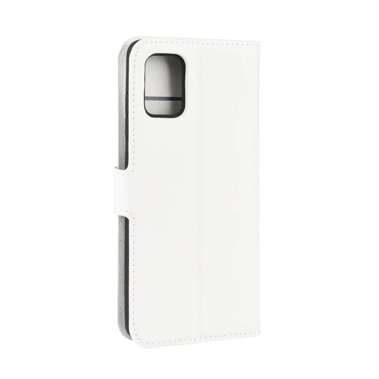 Étui de Portefeuille en Cuir Litchi Skin Pour Samsung Galaxy A71 Réglable Stand Design Téléphone Case - Blanche