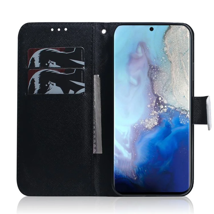 Funda de Cartera de Cuero de PU con Impresión de Patrón para Samsung Galaxy S20 4G/S20 5G - Reflejo de Perro y Tigre