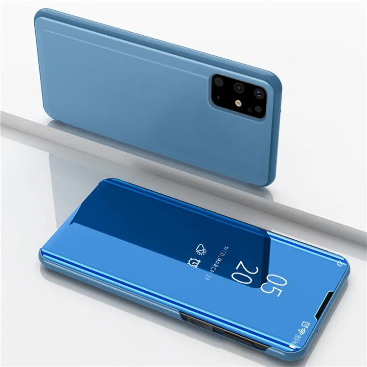 View Window Vertical Mirror for Samsung Galaxy S20 Plus Leather Phone Case - Baby Blue