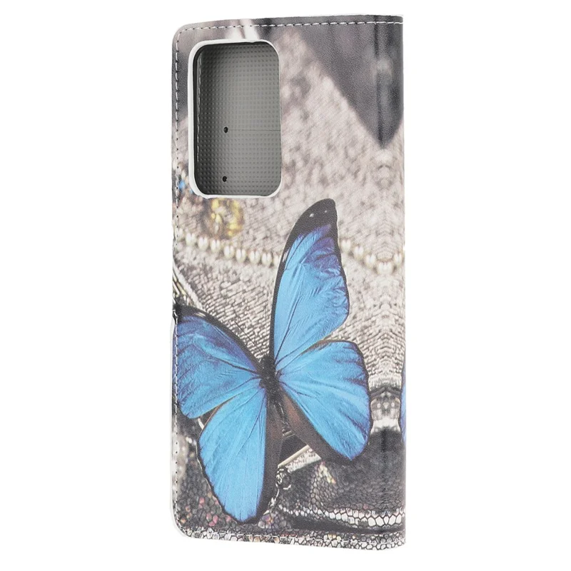 Pattern Printing Leather Wallet Case for Samsung Galaxy S20 Ultra - Blue Butterfly