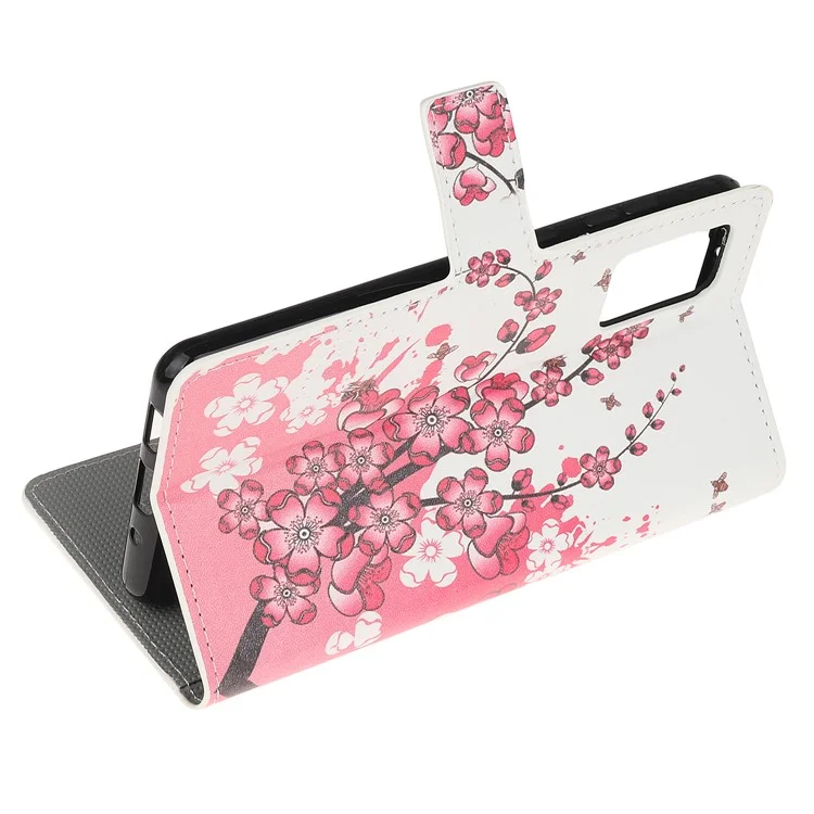 Motif de Portefeuille D'impression en Cuir Pour Samsung Galaxy S20 Plus - Fleur de Prune