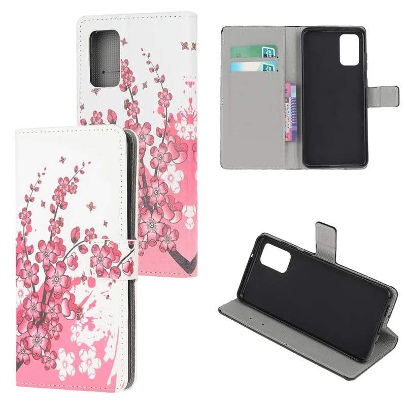 Wallet Phone Case Printing PU Leather Cover for Samsung Galaxy S20 4G/S20 5G - Plum Blossom