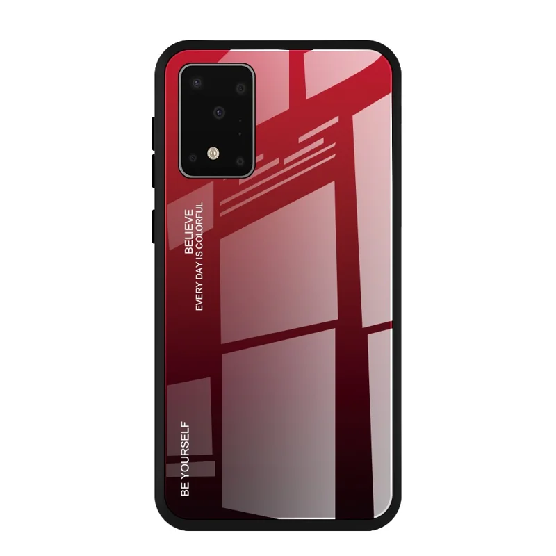 Gradient Color Tempered Glass + PC + TPU Hybrid Case for Samsung Galaxy S20 Plus/S20 Plus 5G - Red