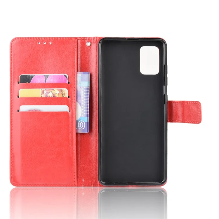 Crazy Horse Skin Leather Wallet Case for Samsung Galaxy S20 4G/S20 5G - Red