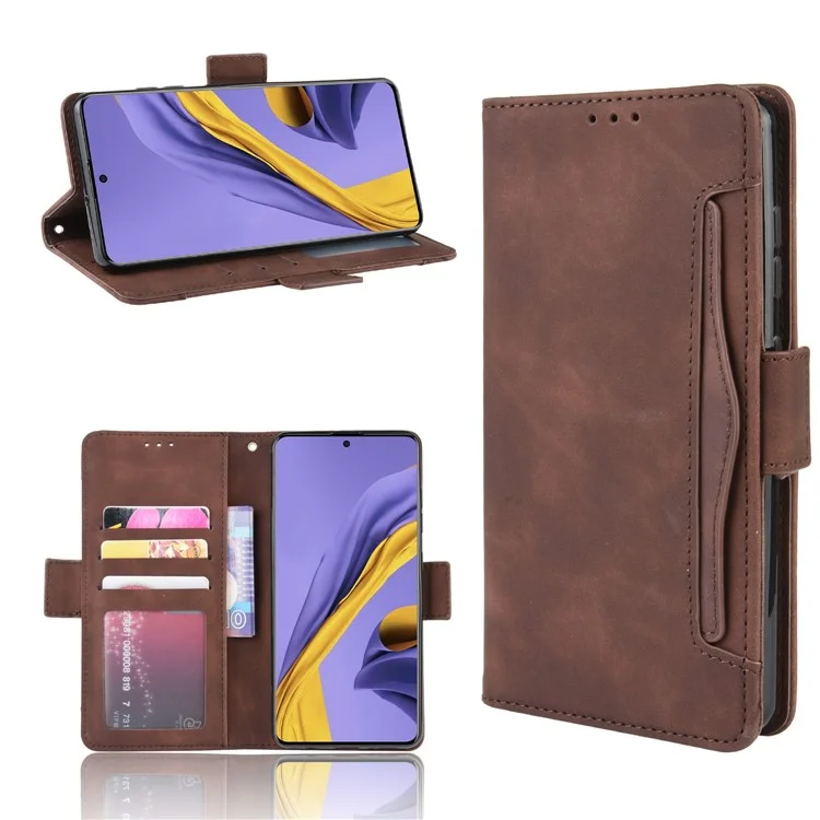 PU Leather Mobile Covering with Multiple Card Slots for Samsung Galaxy S20 Plus - Brown