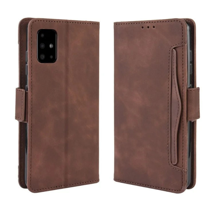 PU Leather Mobile Covering with Multiple Card Slots for Samsung Galaxy S20 Plus - Brown