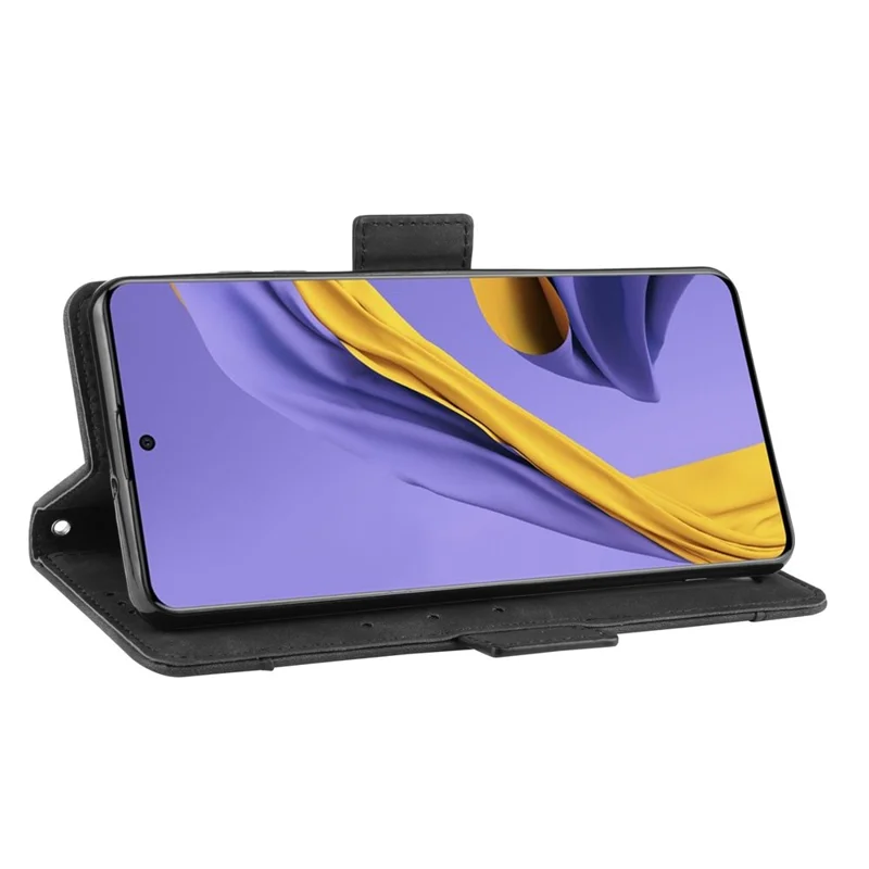 PU-Leder-Handyhülle mit mehreren Kartenfächern für Samsung Galaxy S20 Plus - Schwarz