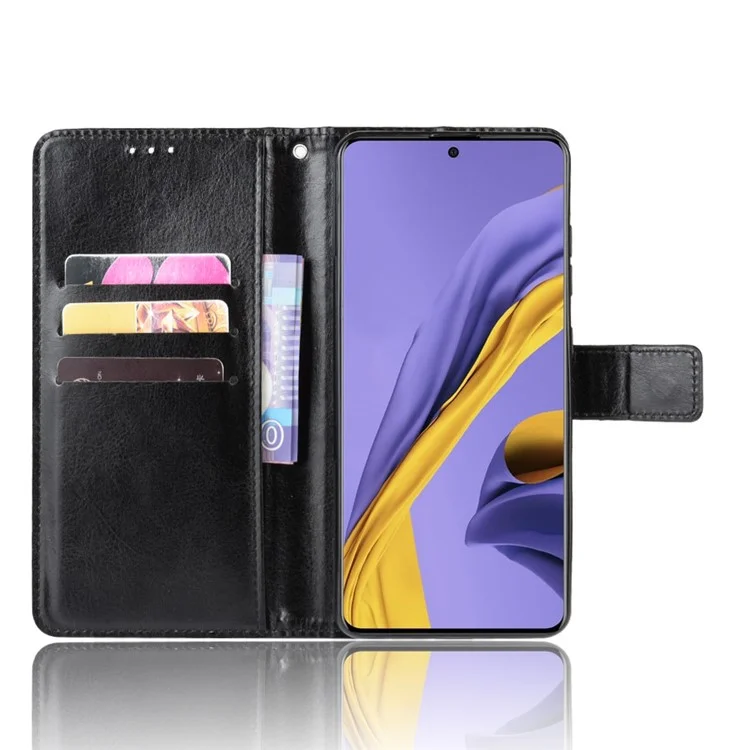 Para Samsung Galaxy S20 Plus Crazy Horse Willet Cover Con Correa - Negro