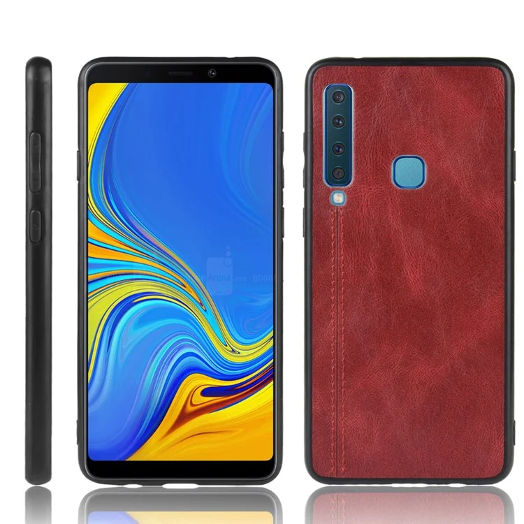 Leather Coated PC + TPU Hybrid Cover Case for Samsung Galaxy A9 (2018) / A9 Star Pro / A9s - Red