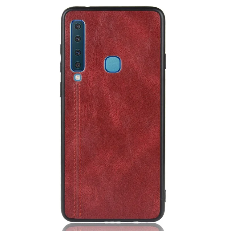 Leather Coated PC + TPU Hybrid Cover Case for Samsung Galaxy A9 (2018) / A9 Star Pro / A9s - Red