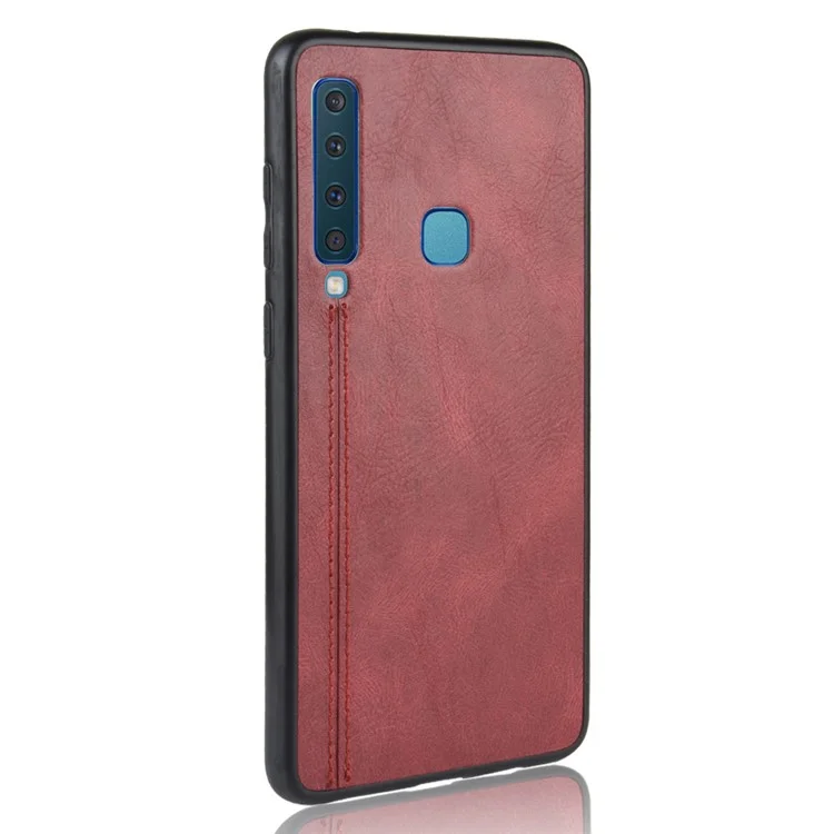 Leather Coated PC + TPU Hybrid Cover Case for Samsung Galaxy A9 (2018) / A9 Star Pro / A9s - Red