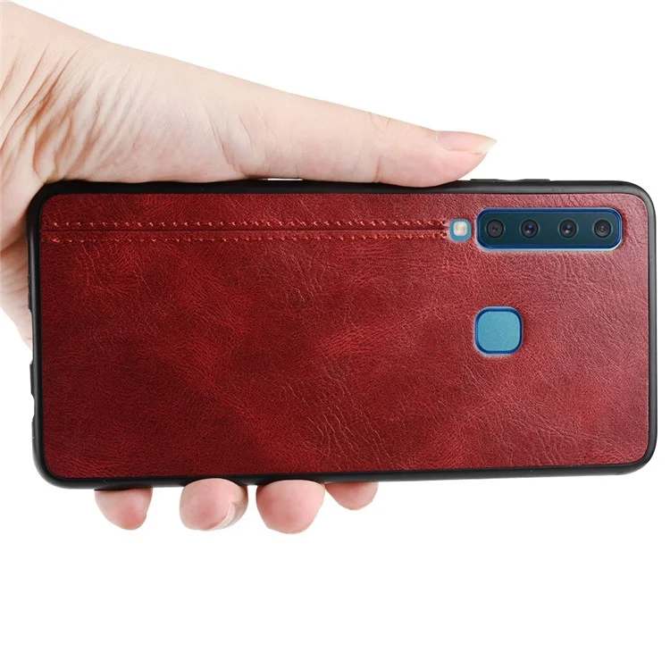 Leather Coated PC + TPU Hybrid Cover Case for Samsung Galaxy A9 (2018) / A9 Star Pro / A9s - Red
