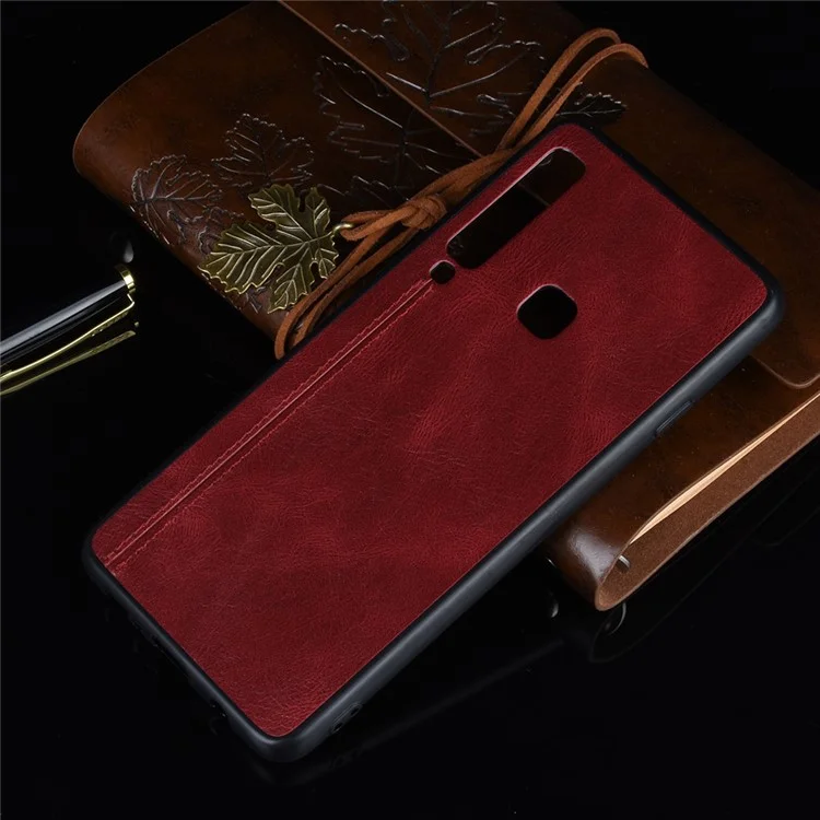 Leather Coated PC + TPU Hybrid Cover Case for Samsung Galaxy A9 (2018) / A9 Star Pro / A9s - Red