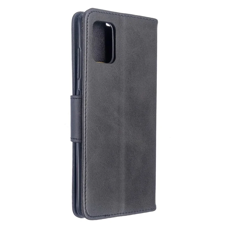 PU Leather Wallet Stand Shell Case for Samsung Galaxy A51 - Black